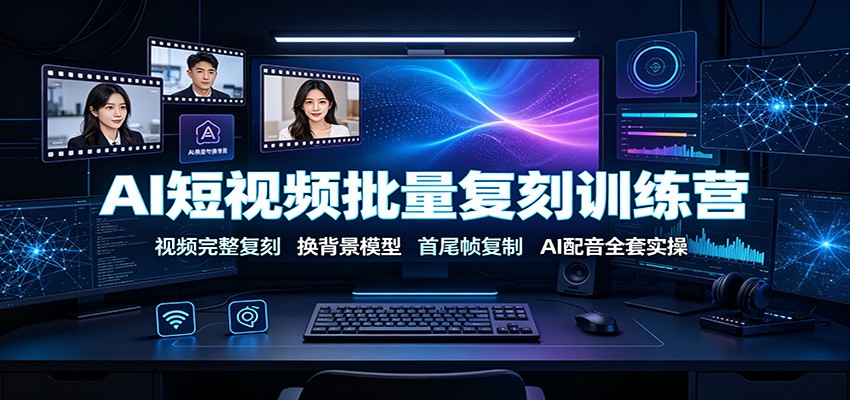 AI短视频批量复刻训练营：视频完整复刻，换背景模型、首尾帧复制、AI配音全套实操-智享云联