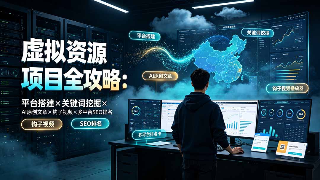 虚拟资源项目全攻略：平台搭建×关键词挖掘×AI原创文章×钩子视频×多平台SEO排名-智享云联