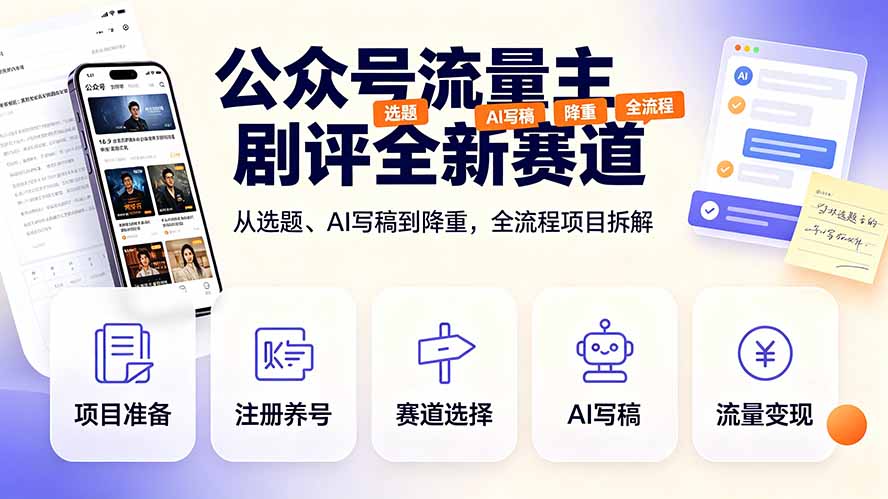 公众号流量主剧评全新赛道,从选题、AI写稿到降重,全流程项目拆解-智享云联