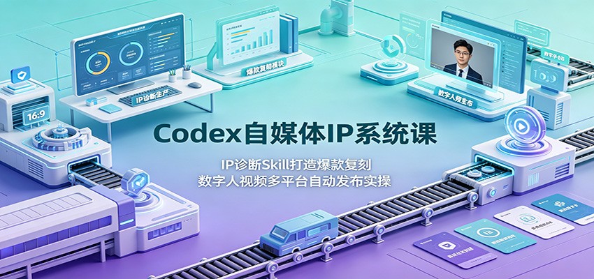 Codex自媒体IP系统课：IP诊断Skill打造爆款复刻，数字人视频多平台自动发布实操-智享云联