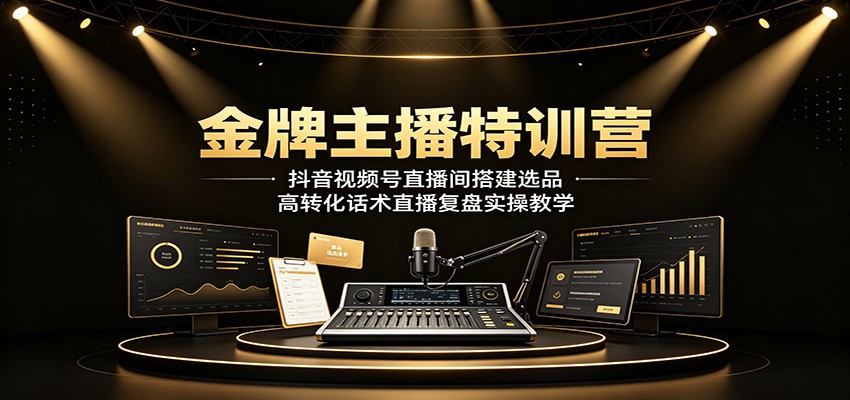 金牌主播特训营：抖音视频号直播间搭建选品，高转化话术直播复盘实操教学-智享云联