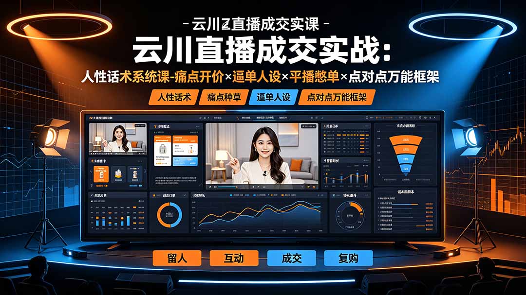 云川直播成交实战：人性话术系统课-痛点种草×塑品开价×逼单人设×平播憋单×点对点万能框架-智享云联