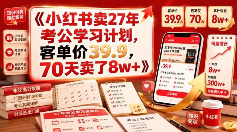 小红书卖27年考公学习计划，客单价39.9，70天卖了8w+！-智享云联