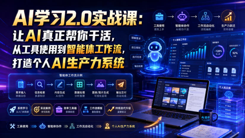 AI学习2.0实战课:让AI真正帮你干活,从工具使用到智能体工作流,打造个人AI生产力系统-智享云联