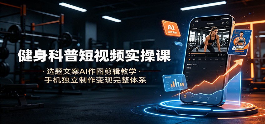 健身科普短视频实操课：选题文案AI作图剪辑教学，手机独立制作变现完整体系-智享云联