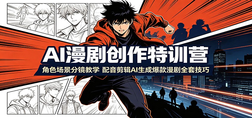 AI漫剧创作特训营:角色场景分镜教学,配音剪辑AI生成爆款漫剧全套技巧-智享云联