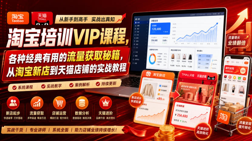 淘宝培训VIP课程，各种经典有用的流量获取秘籍，从淘宝新店到天猫店铺的实战教程(更新7月)-智享云联