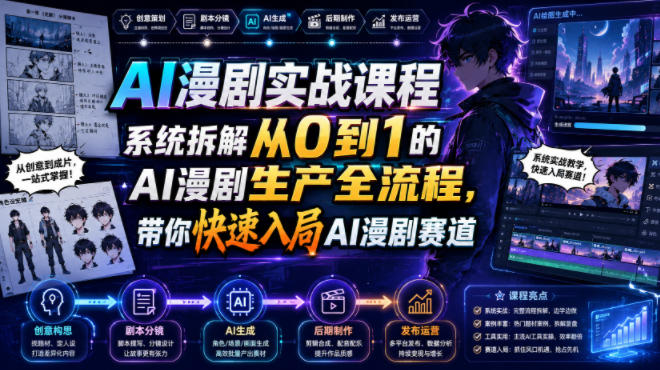 AI漫剧实战课程，系统拆解从0到1的AI漫剧生产全流程，带你快速入局AI漫剧赛道-智享云联