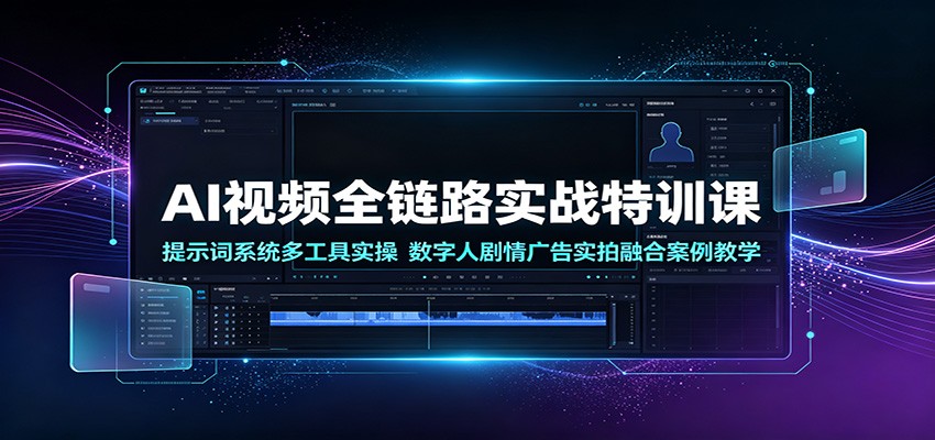 AI视频全链路实战特训课：提示词系统多工具实操，数字人剧情广告实拍融合案例教学-智享云联