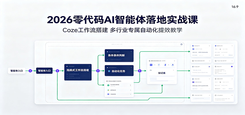 2026零代码AI智能体落地实战课：Coze工作流搭建，多行业专属自动化提效教学-智享云联