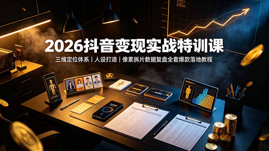 2026抖音变现实战特训课:三维定位体系|人设打造|像素拆片数据复盘全套爆款落地教程-智享云联