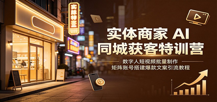实体商家AI同城获客特训营:数字人短视频批量制作,矩阵账号搭建爆款文案引流教程-智享云联