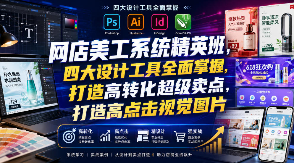 网店美工系统精英班，四大设计工具全面掌握，打造高转化超级卖点，打造高点击视觉图片(2026年7月)-智享云联