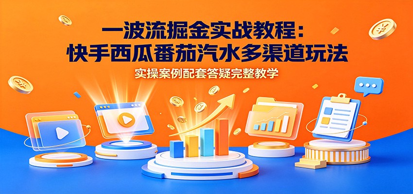 一波流掘金实战教程:快手西瓜番茄汽水多渠道玩法,实操案例配套答疑完整教学-智享云联