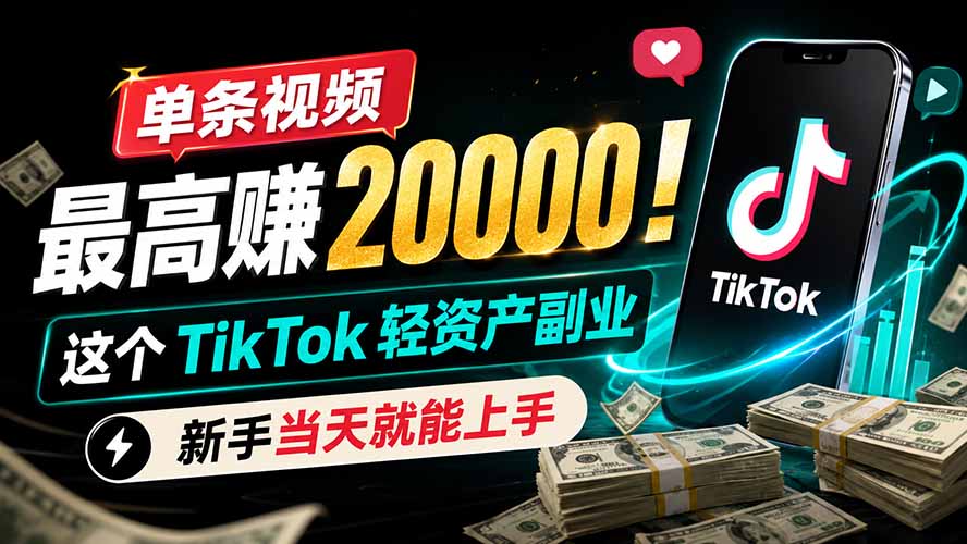 单条视频最高赚 20000!这个 TikTok 轻资产副业,新手当天就能上手-智享云联