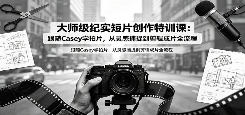 大师级纪实短片创作特训课：跟随Casey学拍片，从灵感捕捉到剪辑成片全流程-智享云联