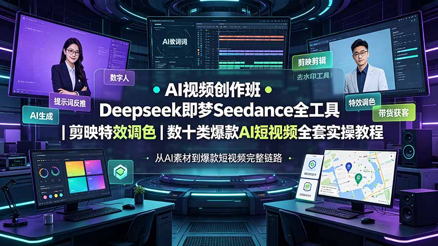 AI视频创作班◆Deepseek即梦Seedance全工具|剪映特效调色|数十类爆款AI短视频全套实操教程-智享云联