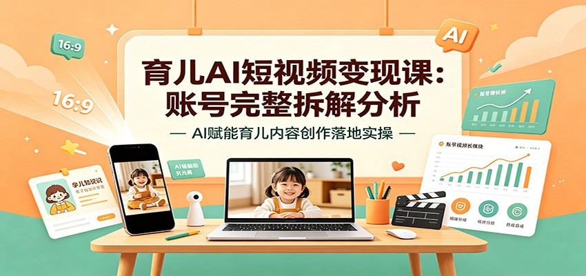 育儿AI短视频变现课:账号完整拆解分析,AI赋能育儿内容创作落地实操-智享云联