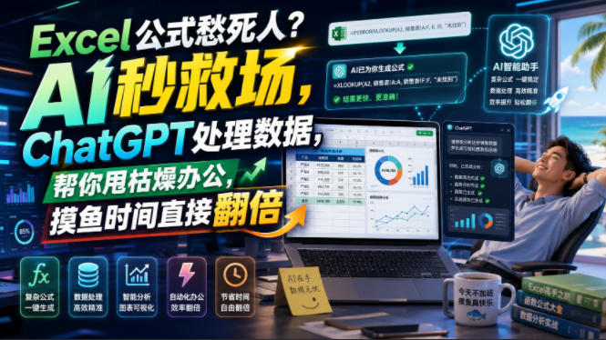 Excel公式愁死人？AI秒救场，ChatGPT处理数据，帮你甩枯燥办公，摸鱼时间直接翻倍【原创双语字幕】-智享云联