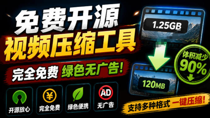 Github开源视频压缩瘦身工具,轻松压缩90%,并保持画质清晰,完全免费绿色无广告!VideoSlim-智享云联