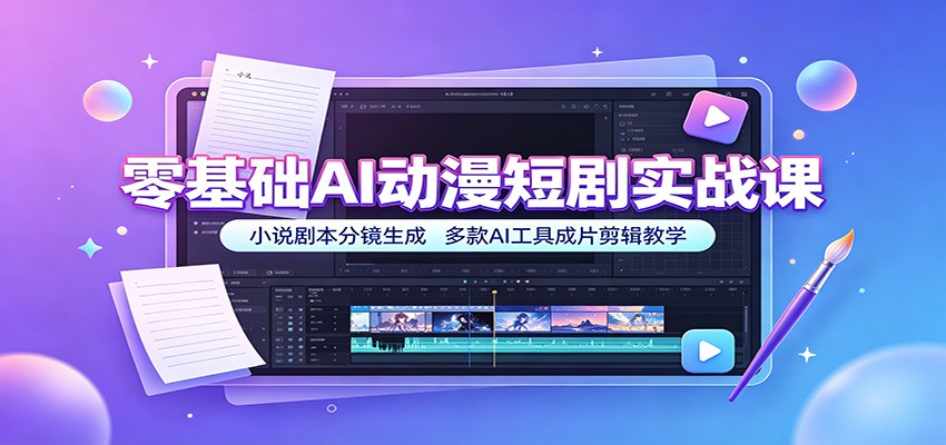 零基础AI动漫短剧实战课：小说剧本分镜生成，多款AI工具成片剪辑教学-智享云联