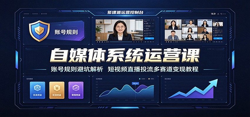 自媒体系统运营课：账号规则避坑解析，短视频直播投流多赛道变现教程-智享云联