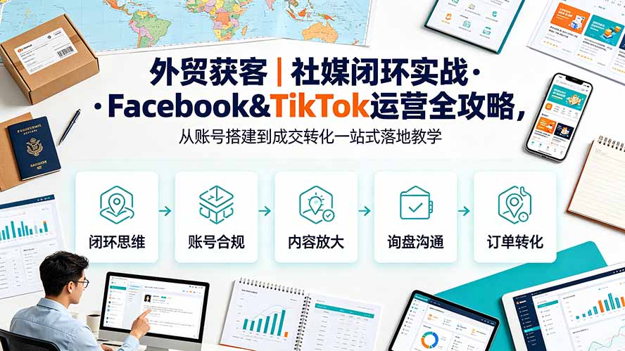 外贸获客｜社媒闭环实战·Facebook&TikTok运营全攻略，从账号搭建到成交转化一站式落地教学-智享云联