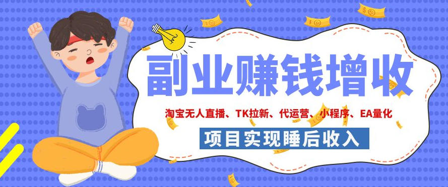 2026年多个真实落地副业项目，手把手带你搭建被动收入管道(淘宝无人直播、海外TK拉新、CSGO饰品交易、去水印小程序等)【揭秘】-智享云联