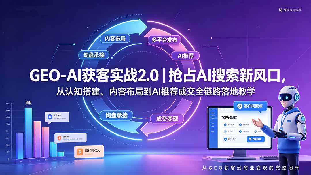 GEO-AI获客实战｜抢占AI搜索新风口，从认知搭建、内容布局到AI推荐成交全链路落地教学-智享云联