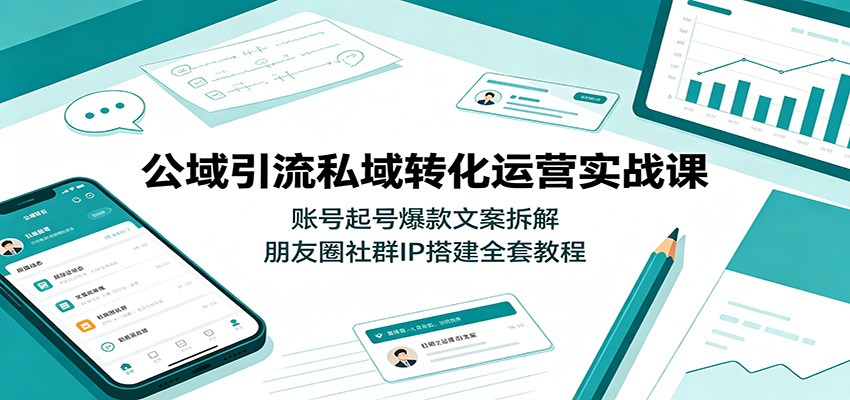公域引流私域转化运营实战课:账号起号爆款文案拆解,朋友圈社群IP搭建全套教程-智享云联