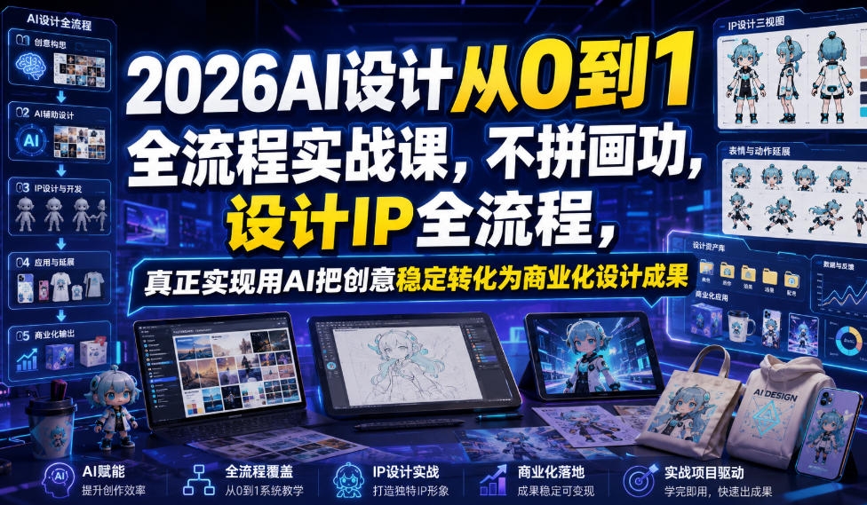 2026AI设计从0到1全流程实战课，不拼画功，设计IP全流程，真正实现用AI把创意稳定转化为商业化设计成果-智享云联