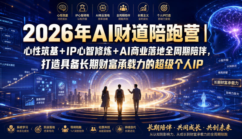 2026年AI财道陪跑营｜心性筑基+IP心智修炼+AI商业落地全周期陪伴，打造具备长期财富承载力的超级个人IP-智享云联