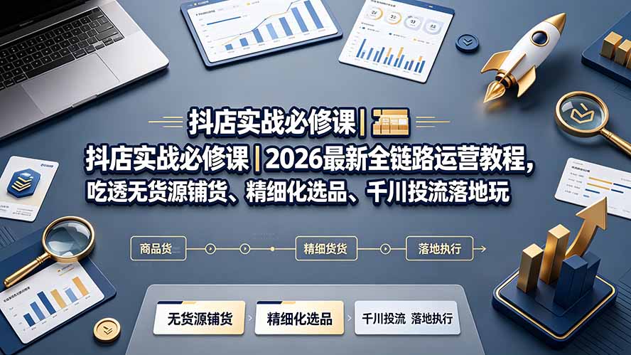 抖店实战必修课｜2026最新全链路运营教程，吃透无货源铺货、精细化选品、千川投流落地玩法-智享云联