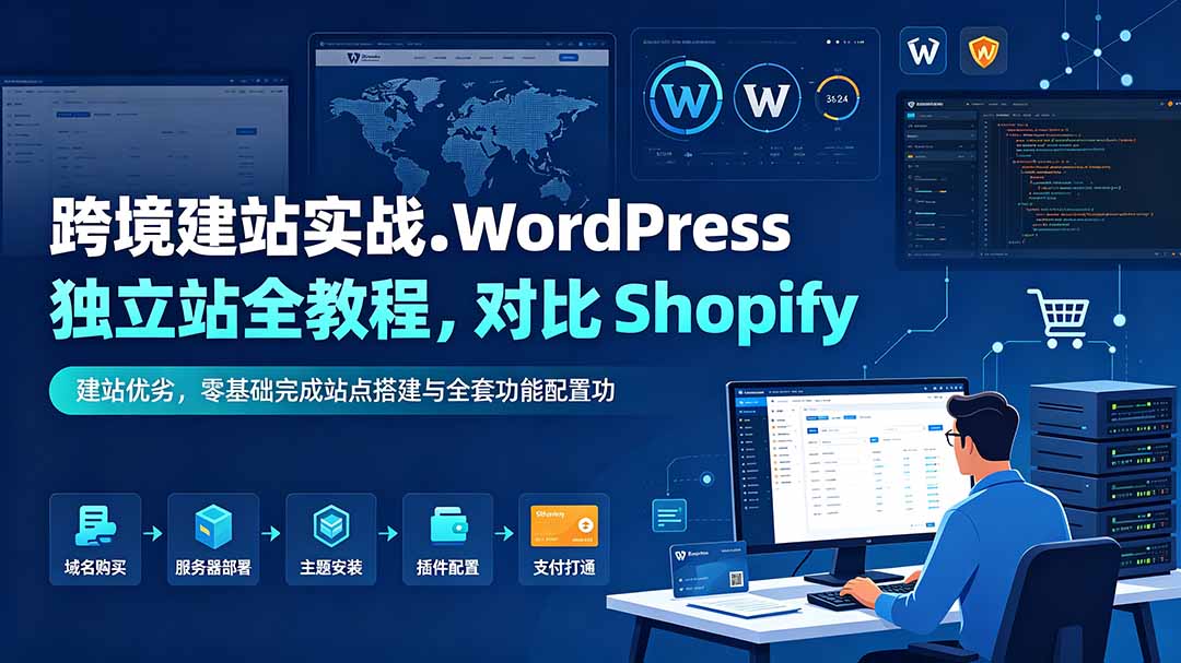 跨境建站实战:WordPress 独立站全教程,对比 Shopify 建站优劣,零基础完成站点搭建与全套功能配置-智享云联