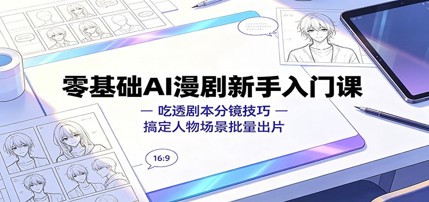 零基础AI漫剧新手入门课:吃透剧本分镜技巧,搞定人物场景批量出片-智享云联
