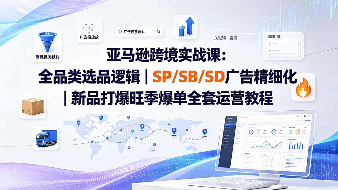 亚马逊跨境实战课-更新：全品类选品逻辑｜SP/SB/SD广告精细化｜新品打爆旺季爆单全套运营教程-智享云联
