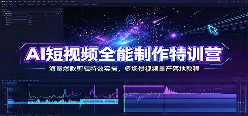 AI短视频全能制作特训营：海量爆款剪辑特效实操，多场景视频量产落地教程-智享云联