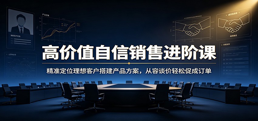 高价值自信销售进阶课：精准定位理想客户搭建产品方案，从容谈价轻松促成订单-智享云联