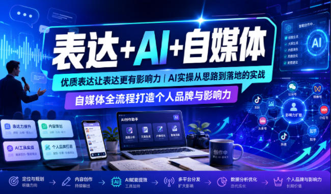 表达+AI+自媒体，优质表达让表达更有影响力|AI实操从思路到落地的实战|自媒体全流程打造个人品牌与影响力-智享云联