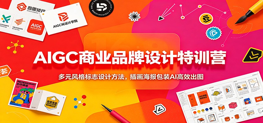 AIGC商业品牌设计特训营：多元风格标志设计方法，插画海报包装AI高效出图-智享云联