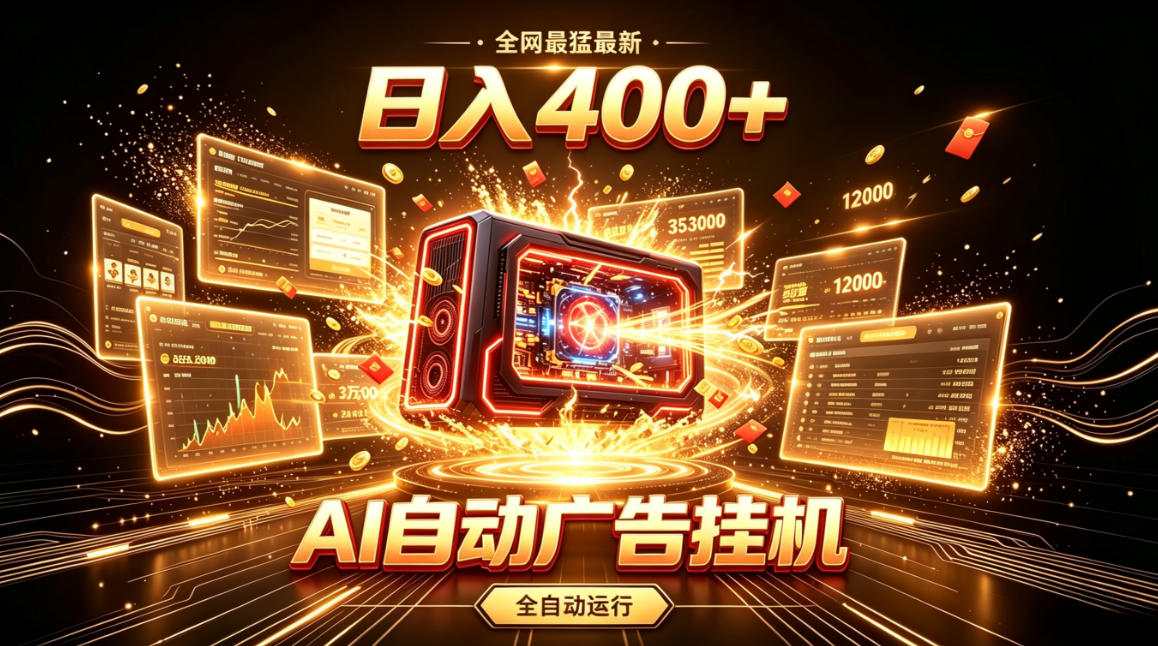全网最猛最新的AI自动广告挂G，狠收益日入400+，真正做到躺賺式变现【揭秘】-智享云联
