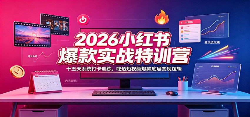 2026小红书爆款实战特训营：十五天系统打卡训练，吃透短视频爆款底层变现逻辑-智享云联