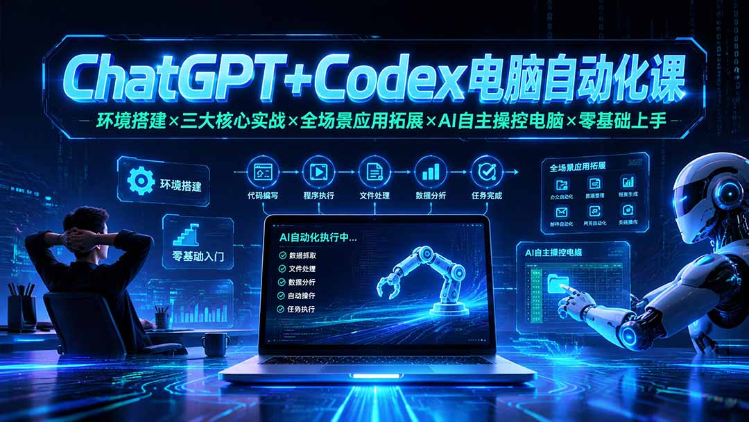ChatGPT+Codex电脑自动化课：环境搭建×三大核心实战×全场景应用拓展×AI自主操控电脑×零基础上手-智享云联