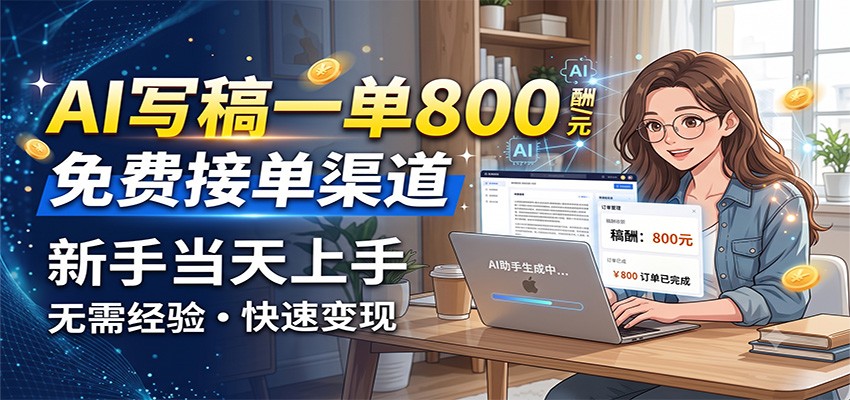 AI写稿一单800，免费接单渠道，一单一结几十到上千，新手当天上手-智享云联