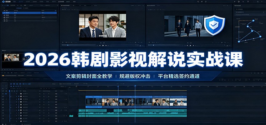 2026韩剧影视解说实战课：文案剪辑封面全教学，规避版权冲击平台精选签约通道-智享云联