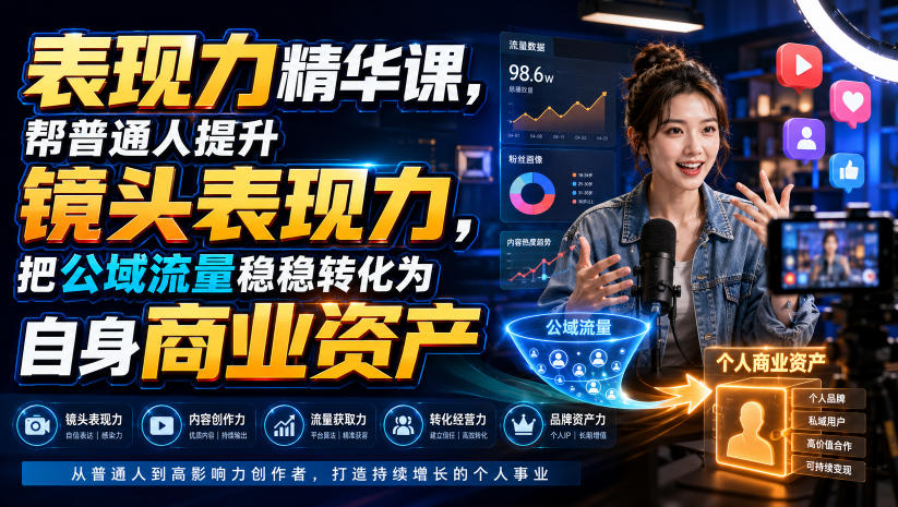 表现力精华课，帮普通人提升镜头表现力，把公域流量稳稳转化为自身商业资产-智享云联
