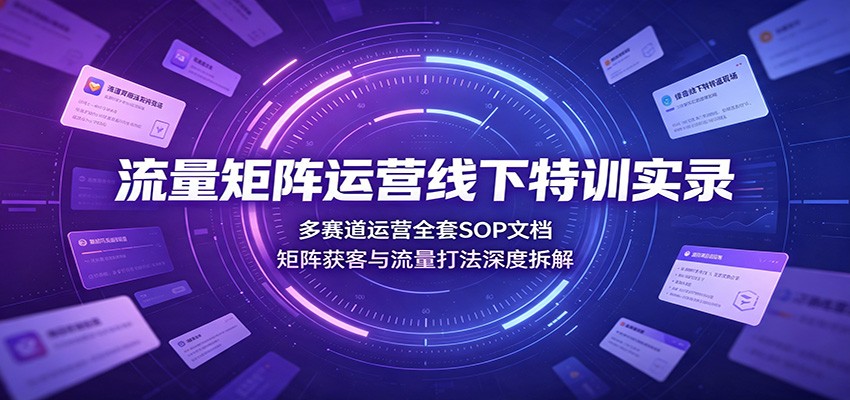 流量矩阵运营线下特训实录：多赛道运营全套SOP文档，矩阵获客与流量打法深度拆解-智享云联