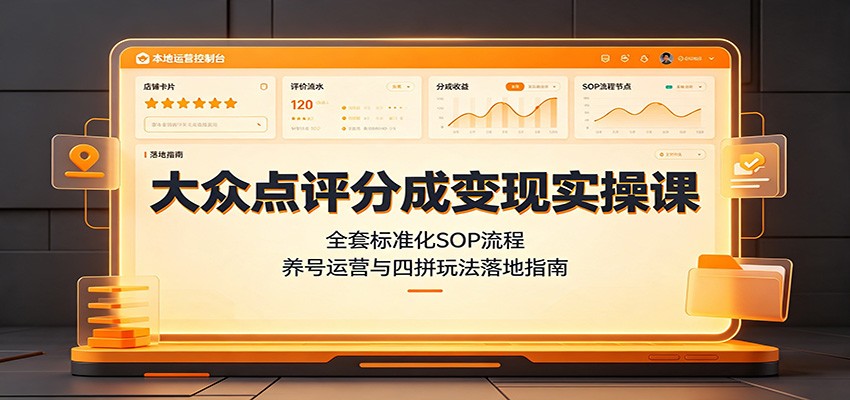 大众点评分成变现实操课：全套标准化SOP流程，养号运营与四拼玩法落地指南-智享云联