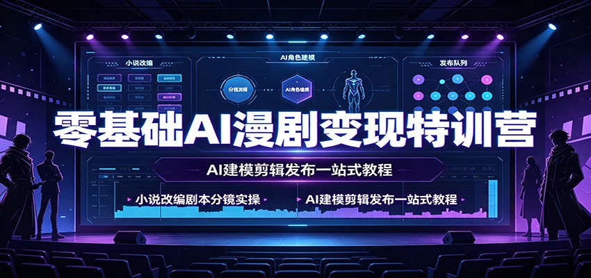 零基础AI漫剧变现特训营：小说改编剧本分镜实操，AI建模剪辑发布一站式教程-智享云联