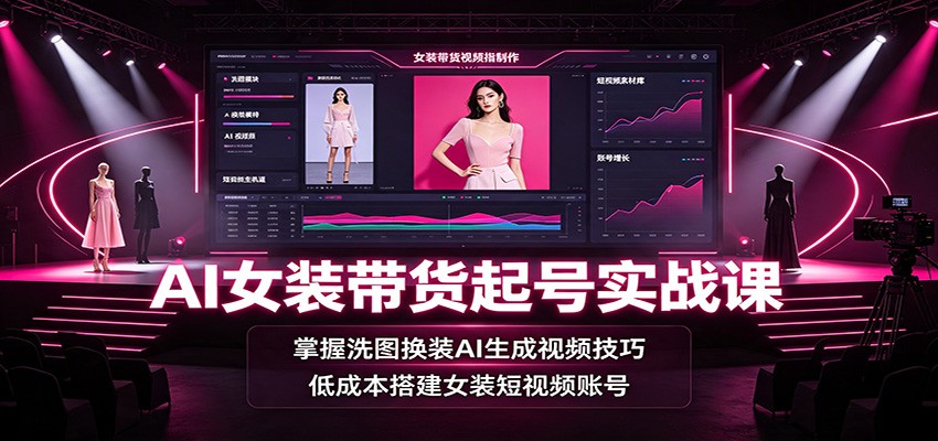 AI女装带货起号实战课:掌握洗图换装AI生成视频技巧,低成本搭建女装短视频账号-智享云联